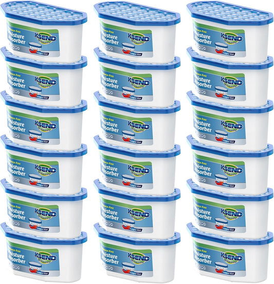 Moisture Absorbers, 18 Pack, Compact Dehumidifier for Closet, Efficient Humidity Absorber Boxes, Moisture Absorber for Closet, Odor Eliminator with Fragrance Free, Blue, 6.4oz, 300ml