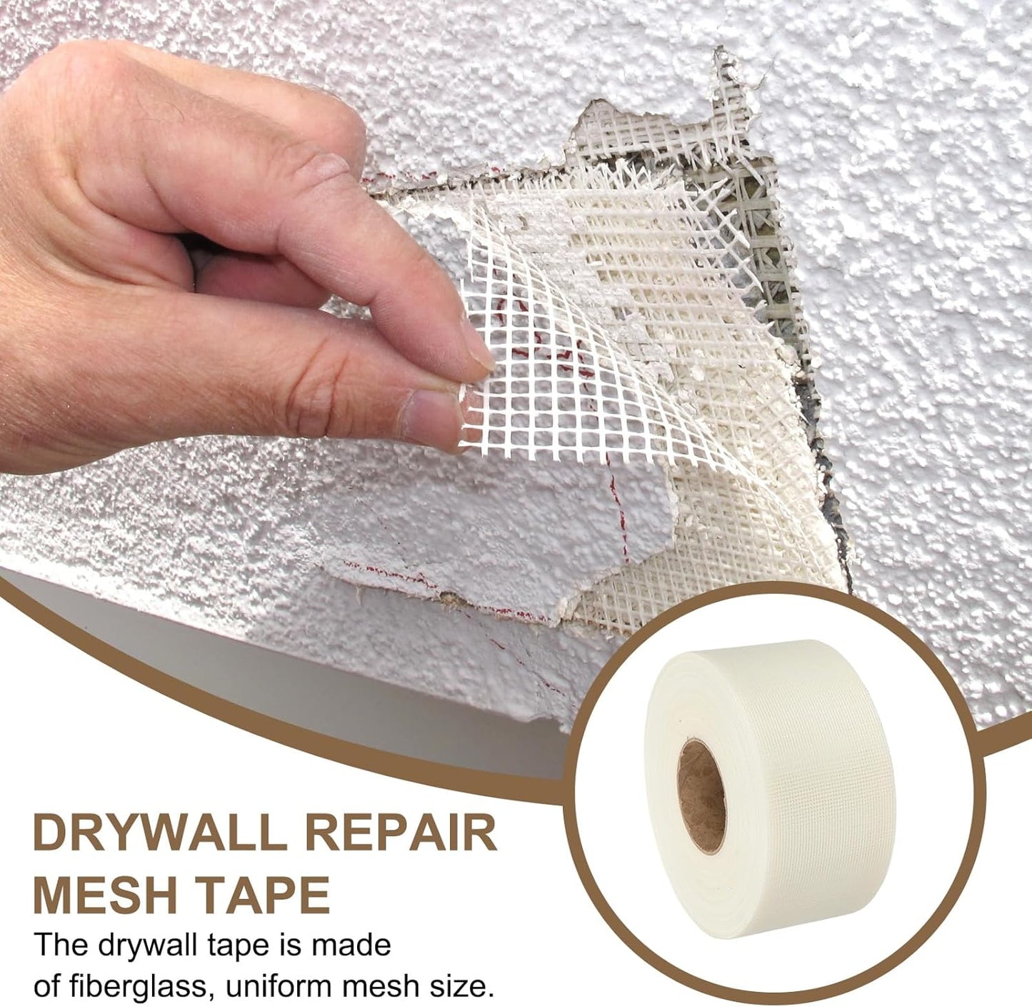 PATIKIL Drywall Repair Mesh Tape, 4 inch x 328 ft Fiberglass Repair Patch Self-Adhesive Dry Wall Joint Tape 12 Mesh Wall Hole Crack and Seam Patch, White