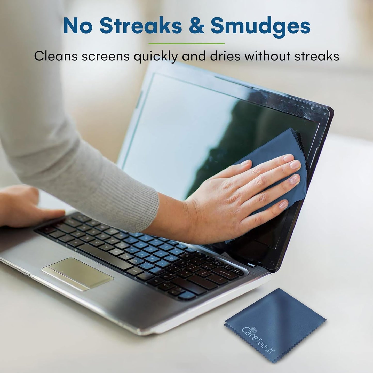 Care Touch Microfiber Cleaning Cloths, 6 Pack - Cleans Glasses, Lenses, Phones, Screens, Other Delicate Surfaces - Large Lint Free Microfiber Cloths - Eye Glass Clean Cloths - 6" x 7" (Navy Blue)