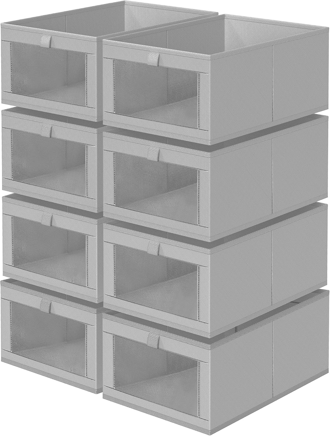 Criusia 8 Pack Linen Closet Organizers and Storage, Large Linen Closet Baskets for Organization, Foldable Storage Containers for Toys, Clothing, Towels, Jeans, Books, Shelves, Grey