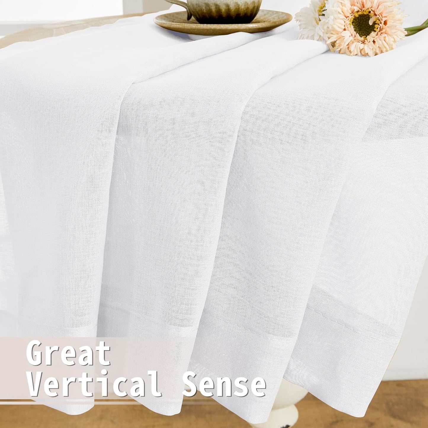 Tollpiz Sheer Door Curtains Closet Linen Textured Curtain Sheers Doorway Light Filtering Voile French Door Rod Pocket Curtains Patio Glass Door, 54 x 63 inches Long, White, Set of 1 Panel