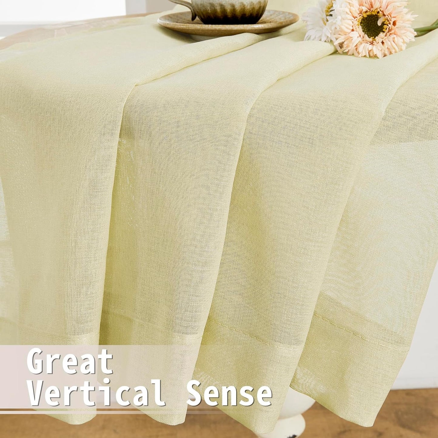 Tollpiz Small Sheer Door Curtain Closet Linen Textured Curtain Sheers Doorway Light Filtering Voile French Door Rod Pocket Curtains Patio Door, 25 x 40 inches Long, Transparent Yellow, Set of 1 Panel