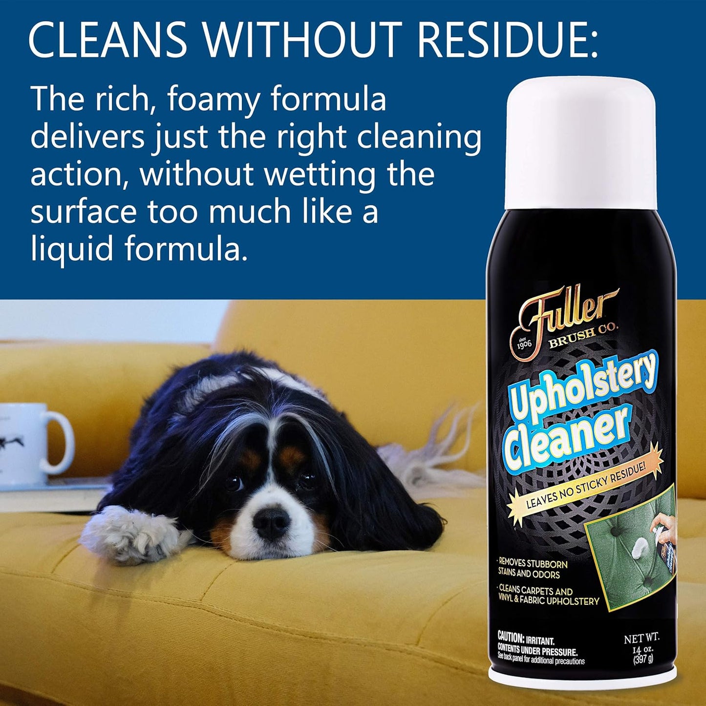 Fuller Brush Upholstery Cleaner - Multi Surface Solution - Rich Foaming Formula Penetrates and Removes Stubborn Stains Eliminates Odors Renews and Restores Surfaces Perfect for Carpets Seats and More