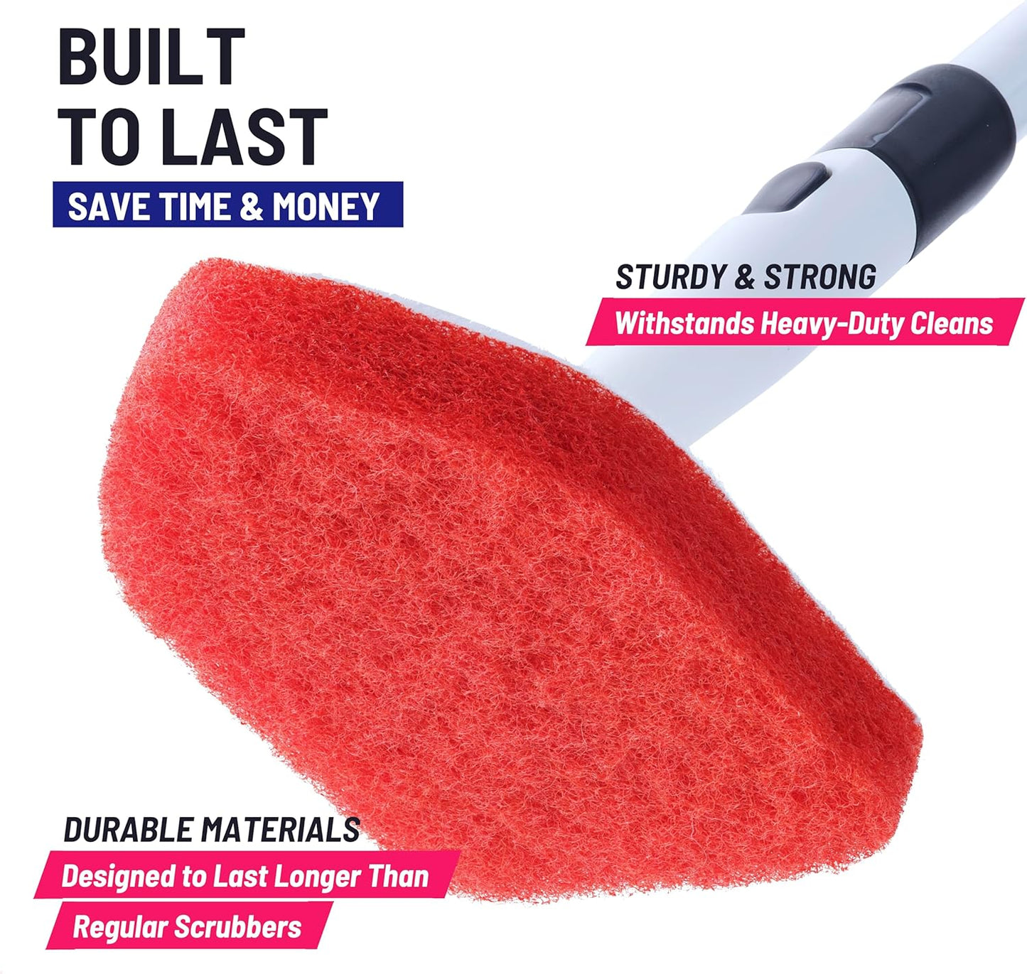 Replacement Scrubber Refill for Moku Home Extendable Tub Tile Shower Brush for Cleaning Non-Scratch (2X Scrubber Sponge Red)