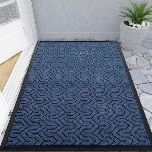 Yimobra Large Door Mat Outside Entrance 47x32, Waterproof Heavy Duty Outdoor Mats for Front Door, Non Slip Rubber Entry Mat for Garage Patio, Easy Clean, Blue